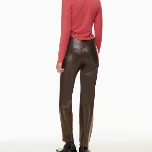 Aritzia Wilfred the Melina Hugh waste brown leather pants size 6 - Picture 4 of 11